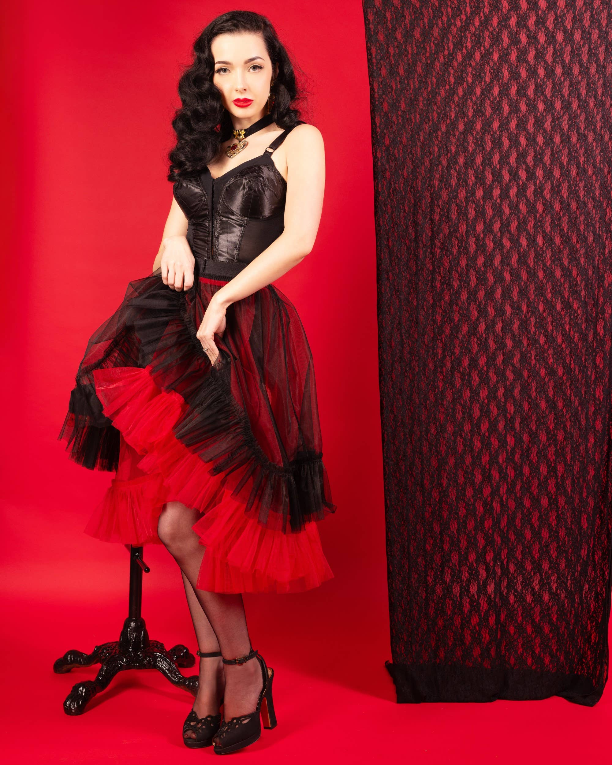 What Katie Did - Wholesale Skirt - Women's - Sandra Red Frilly Petticoat L8021R6