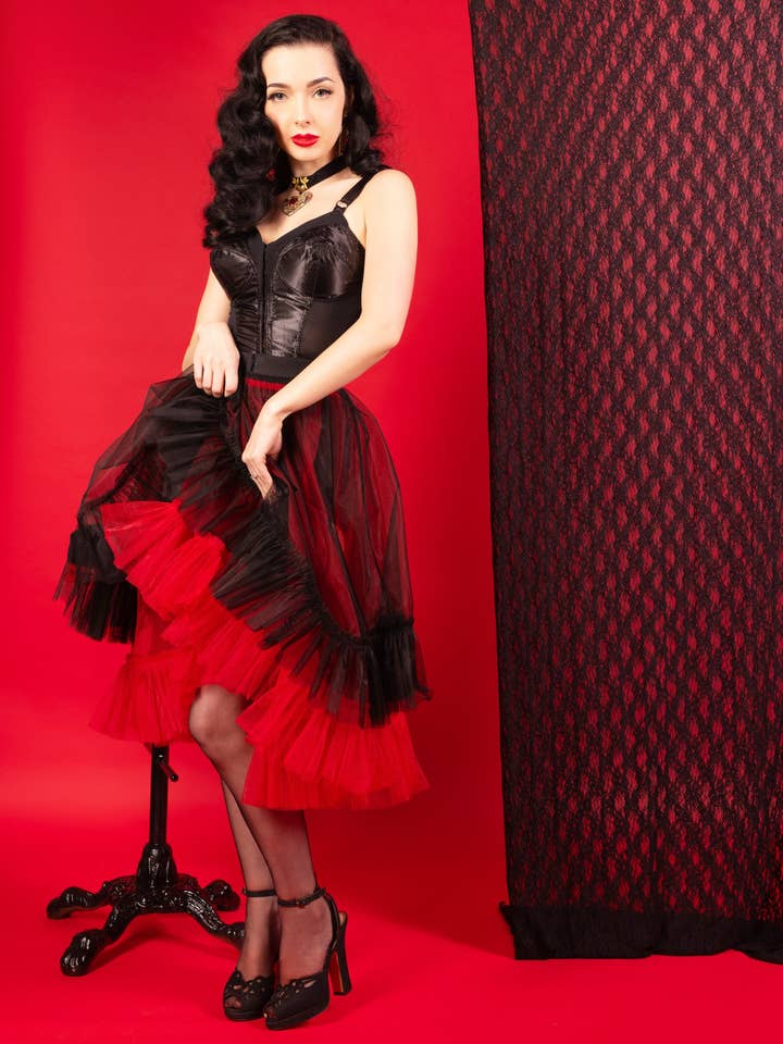 What Katie Did - Wholesale Skirt - Women's - Sandra Red Frilly Petticoat L8021R6