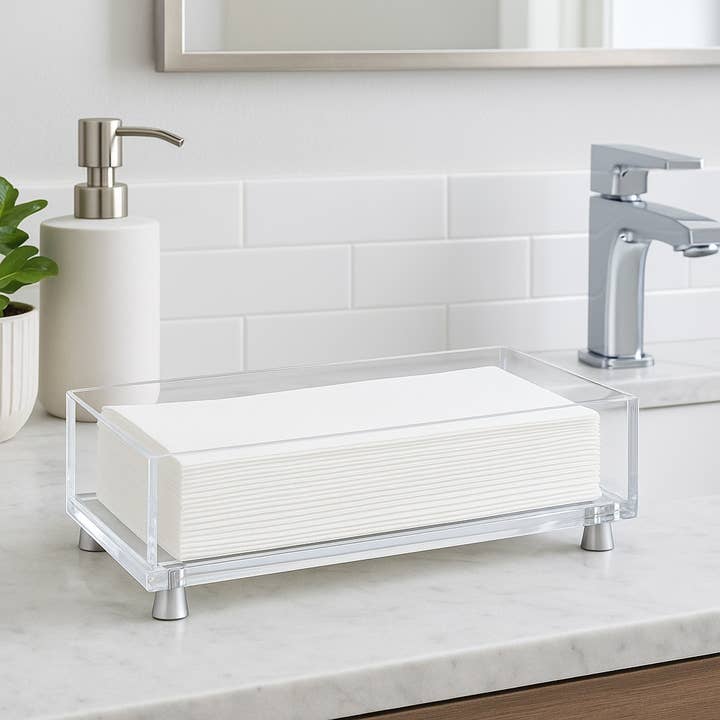 Maven Home - Wholesale Napkin Holder - Footed Guest Towel Holder, Silver1