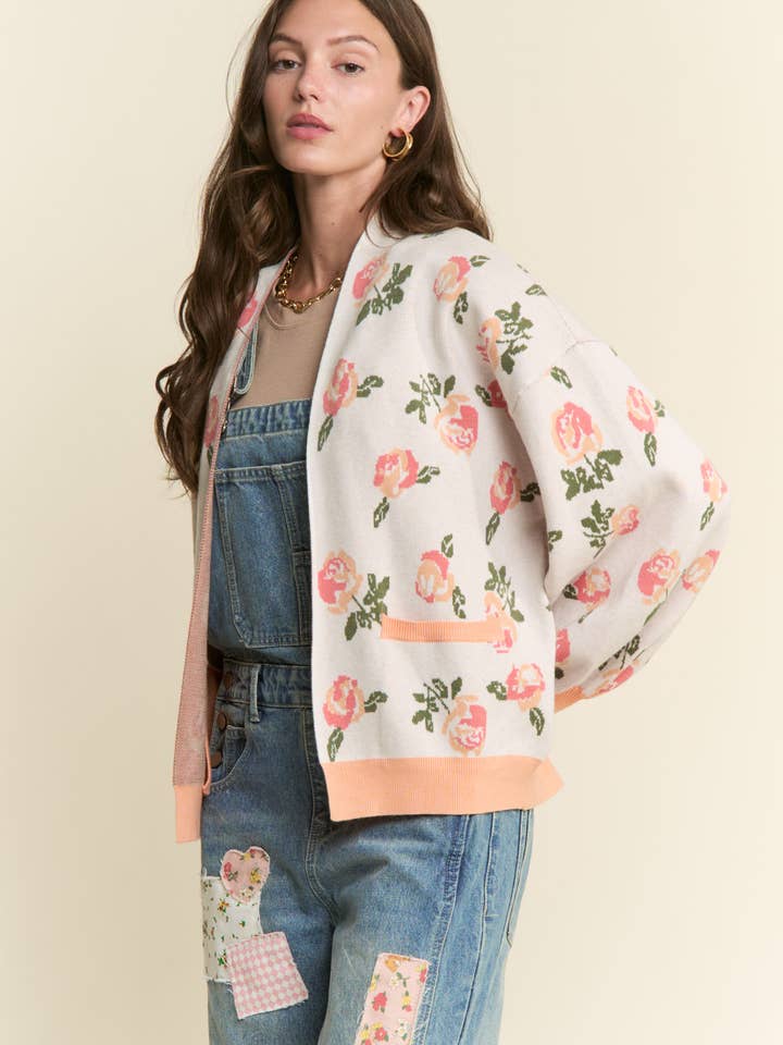 J.NNA – wholesale Cardigan – Women’s – ROSE FLOWER PATTERN OPEN CARDIGAN5