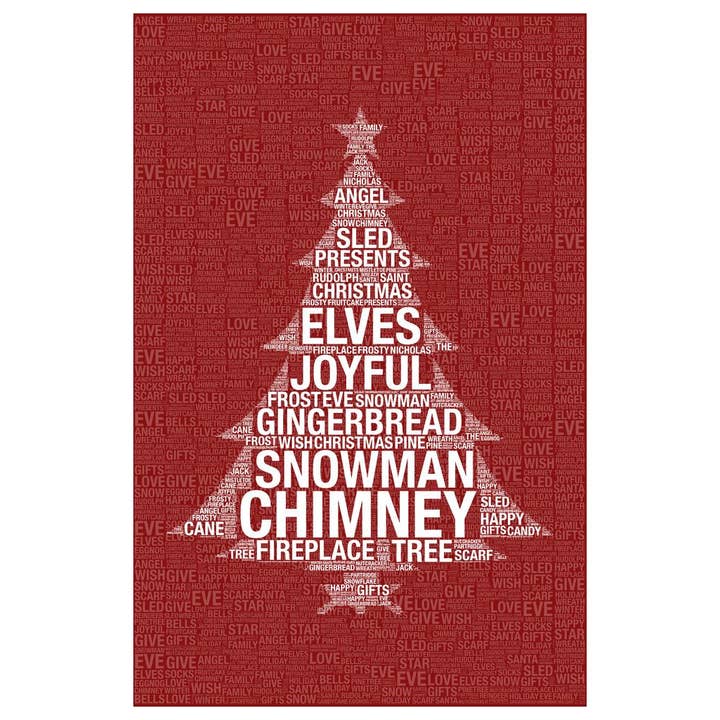 Words Christmas Red Cool Wall Decor Art Print Poster 24x36 for wholesale by Gotham Gifts