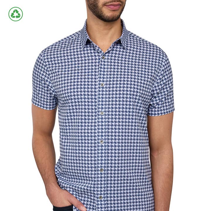 HOUNDSTOOTH 4-WAY STRETCH RECYCLED SHORT SLEEVE SHIRT for wholesale by W.R.K