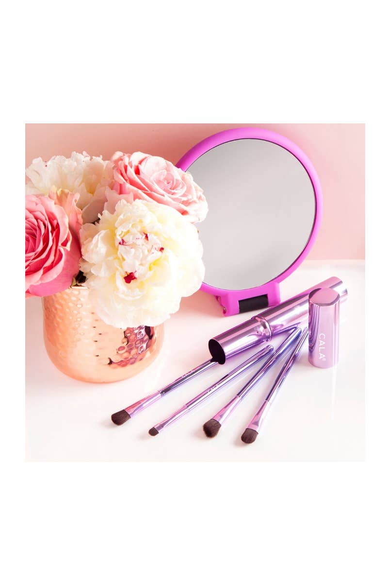 PINEAPPLE Beauty - Wholesale Eye Makeup Brush - CALA 76665 Metallic Pink 5pc Eye Need it Kit w/ Case - 6set2