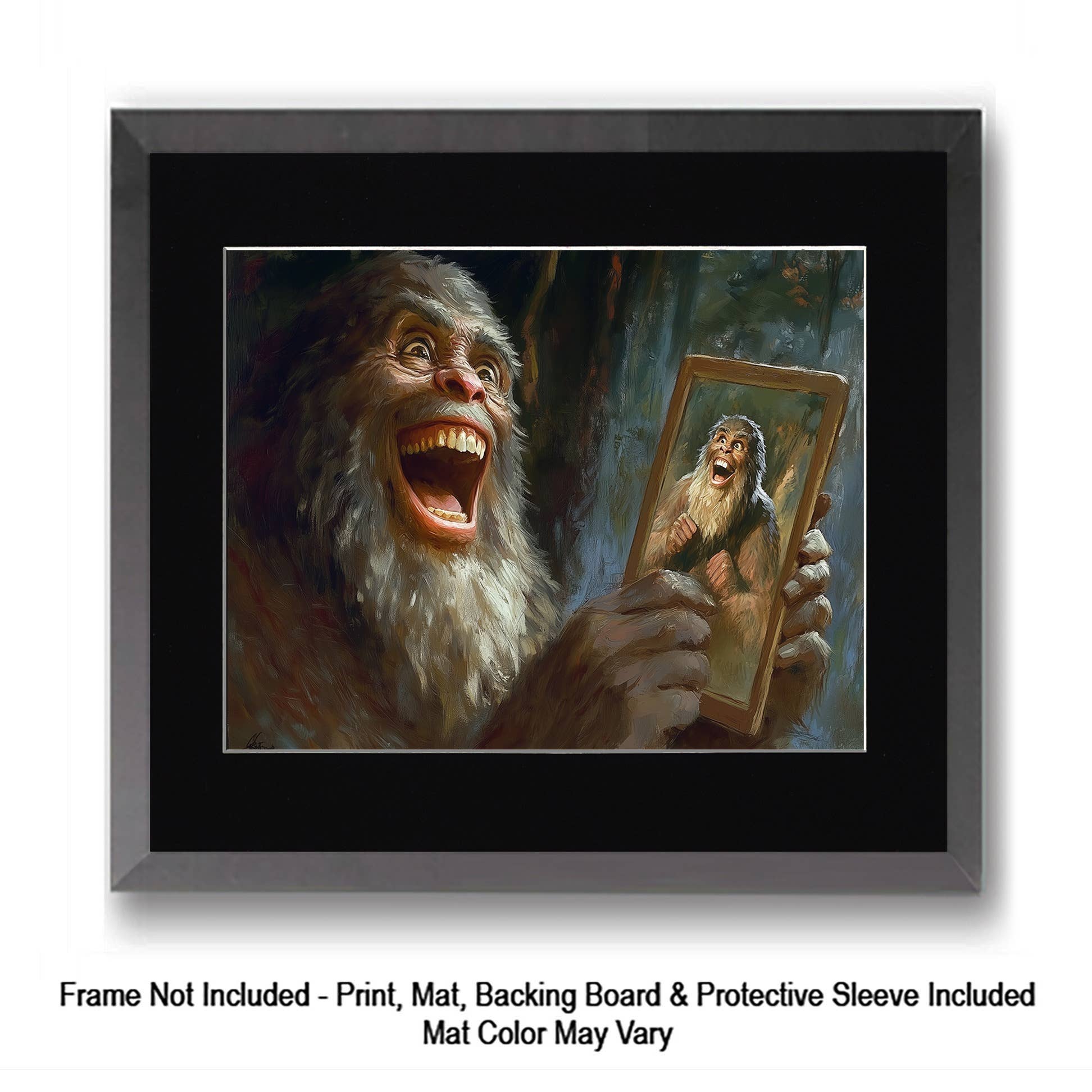 Mowbi - Vendita all'ingrosso Stampa artistica - Tipo Tosto, Bigfoot: Credi in Te Stesso - Stampe d'Arte di Criptidi - Stampe di Bigfoot – Opera d'Arte 8″x8″ in Passepartout 12″x12″31