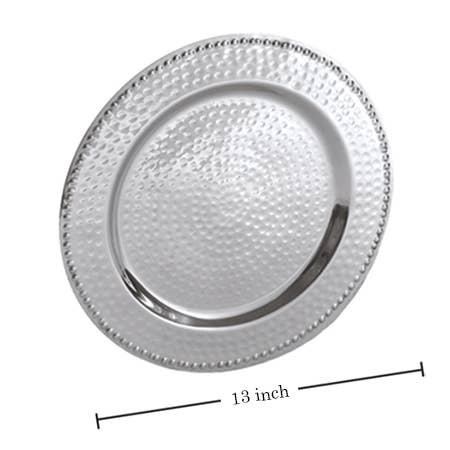 India Handicrafts Inc - Wholesale Charger Plate - Beaded Border Hammered Charger4