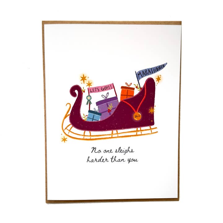 No One Sleighs Harder Than You - Marathon Card for wholesale by Keegsie Running