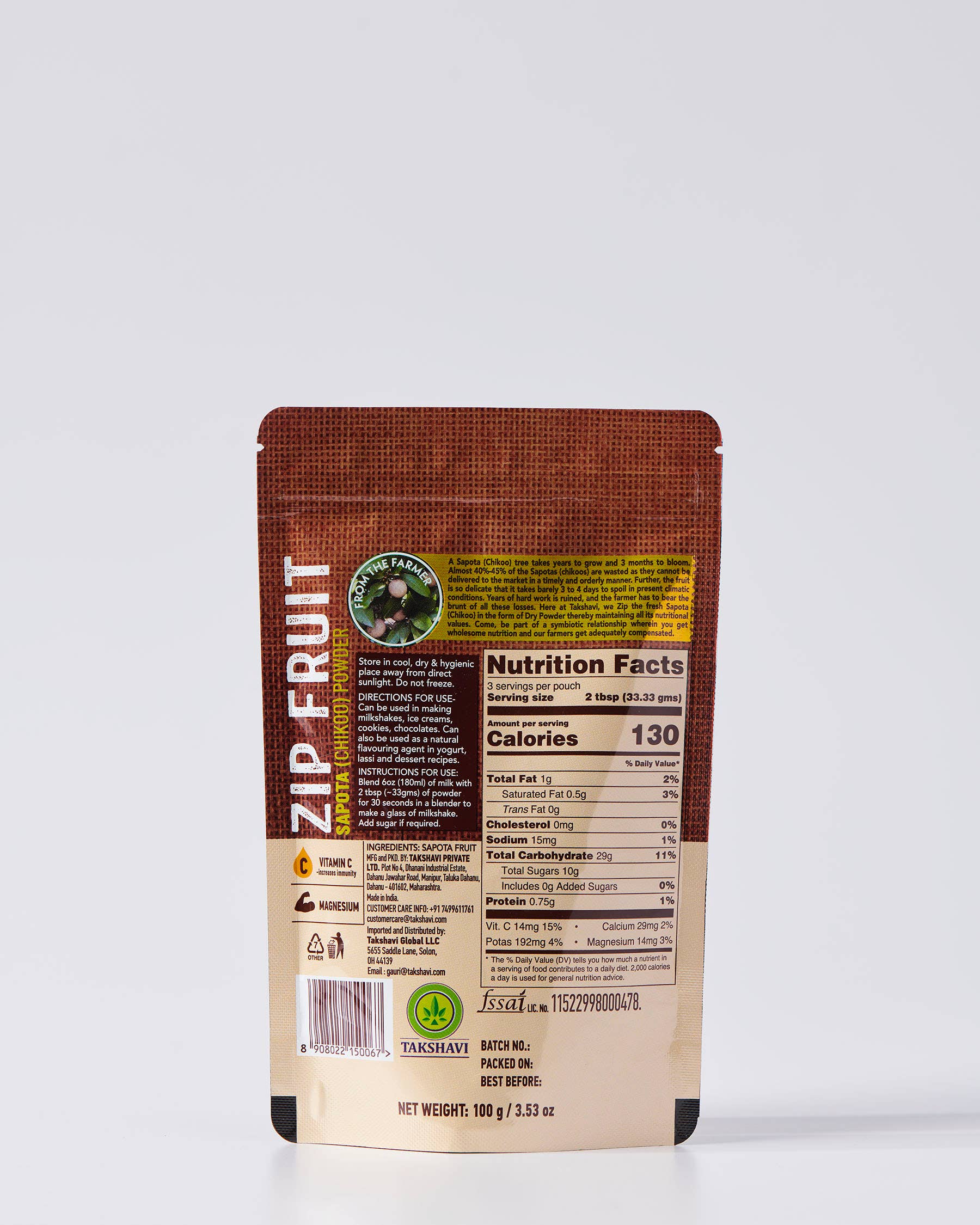 Zip Fruit - Wholesale Sugar/Sweetener - Zip Fruit Sapota Powder – Gluten-Free, Vegan & Fiber-Rich2