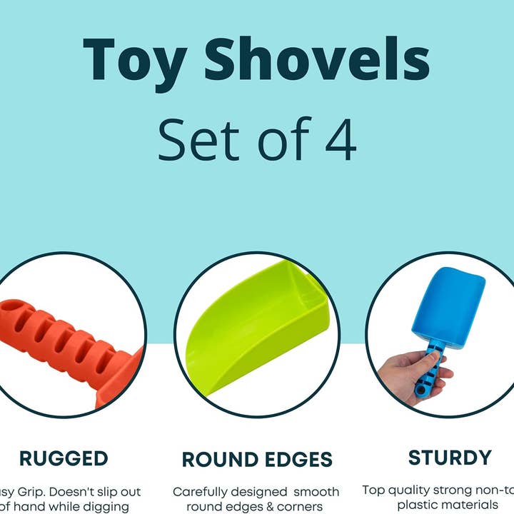 4E's Novelty - Wholesale Toy Set - Kids - 4E’s Novelty 8’’ Plastic Shovels for Kids – 4 Pack Beach & Garden Fun4