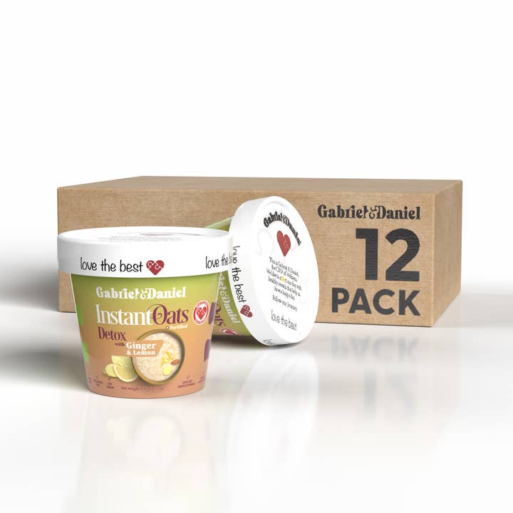 Tasse de flocons d'avoine instantanés bio SS - Citron Gingembre (lot de 12) pour la vente par Gabriel & Daniel Wellness Oatmeals