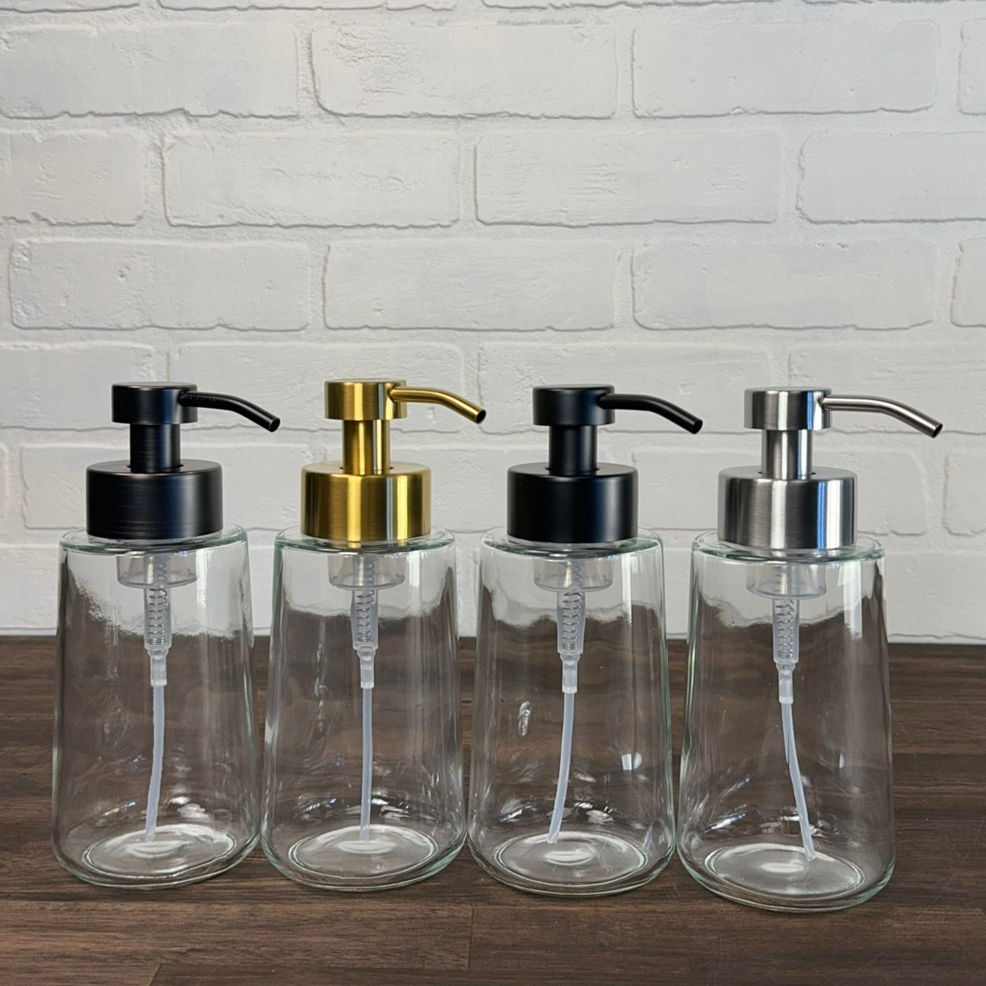 The Bottle Shoppe - Wholesale Soap Dispenser - 15oz Sonoma Foaming Glass Soap Dispenser with metal pumps2