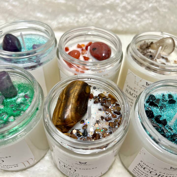 Element Apothecary – wholesale Burkljus – Zodiac astrologi Crystal avsikt ljus uppsättning 12