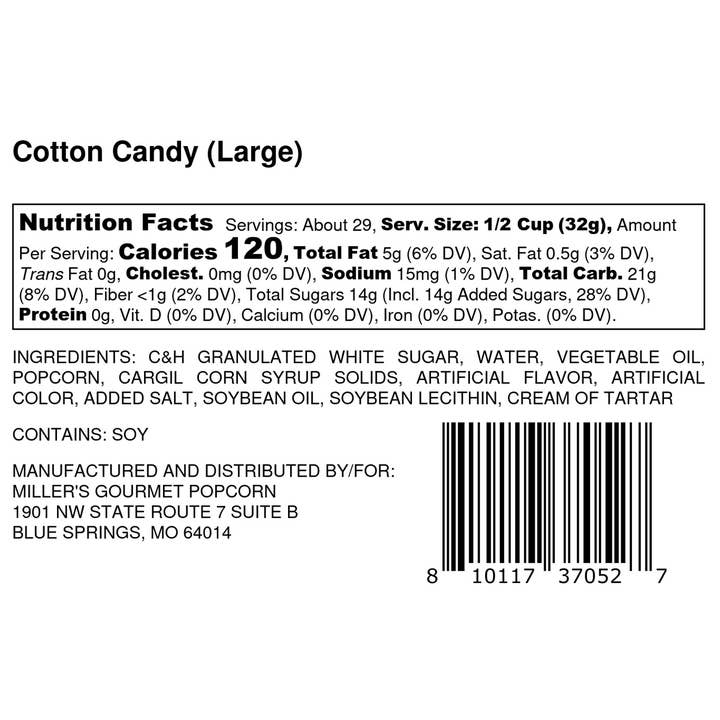 Miller's Gourmet Popcorn - Wholesale Popcorn - Cotton Candy Popcorn