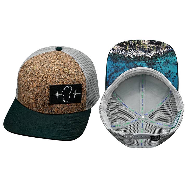 **Youth** Tahoe Hat | Baseball Hat Fit | Cork - Green - Gray for wholesale by The Heartbeat Brand