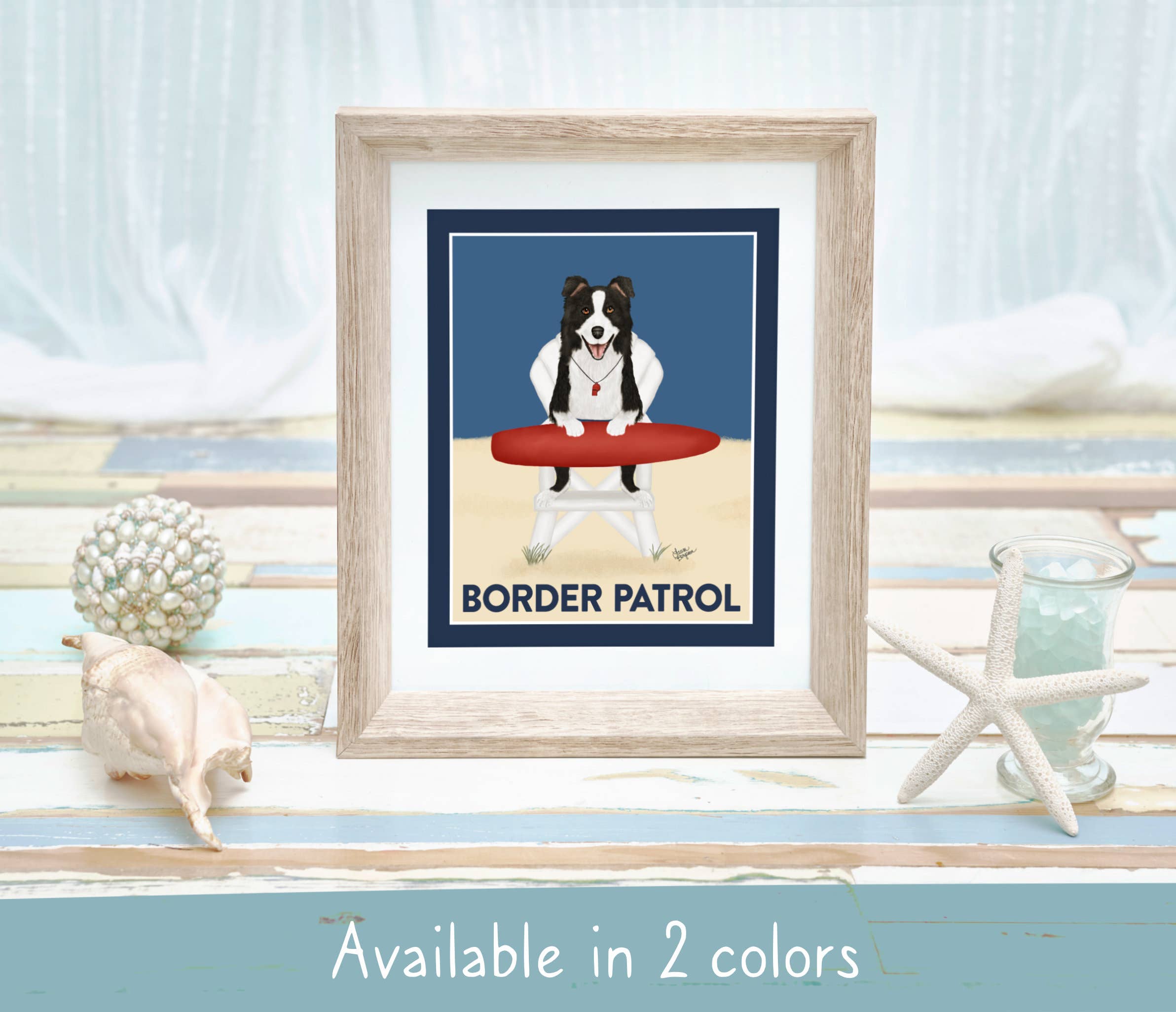 Laura Bergsma Studio – Engroshandel Kunsttryk – Border Collie Dog Art Print, Border Patrol, Sort og Hvid4