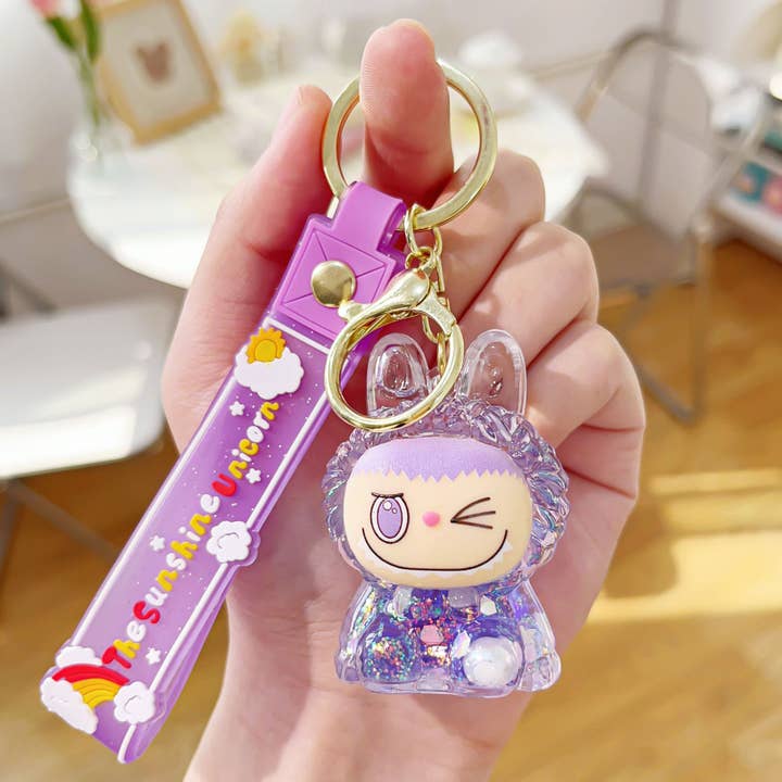 MKS America - Wholesale Keychain - Women's - Cute 3D Rabbit Keychain with Glitter and Wristlet Bag Charm6