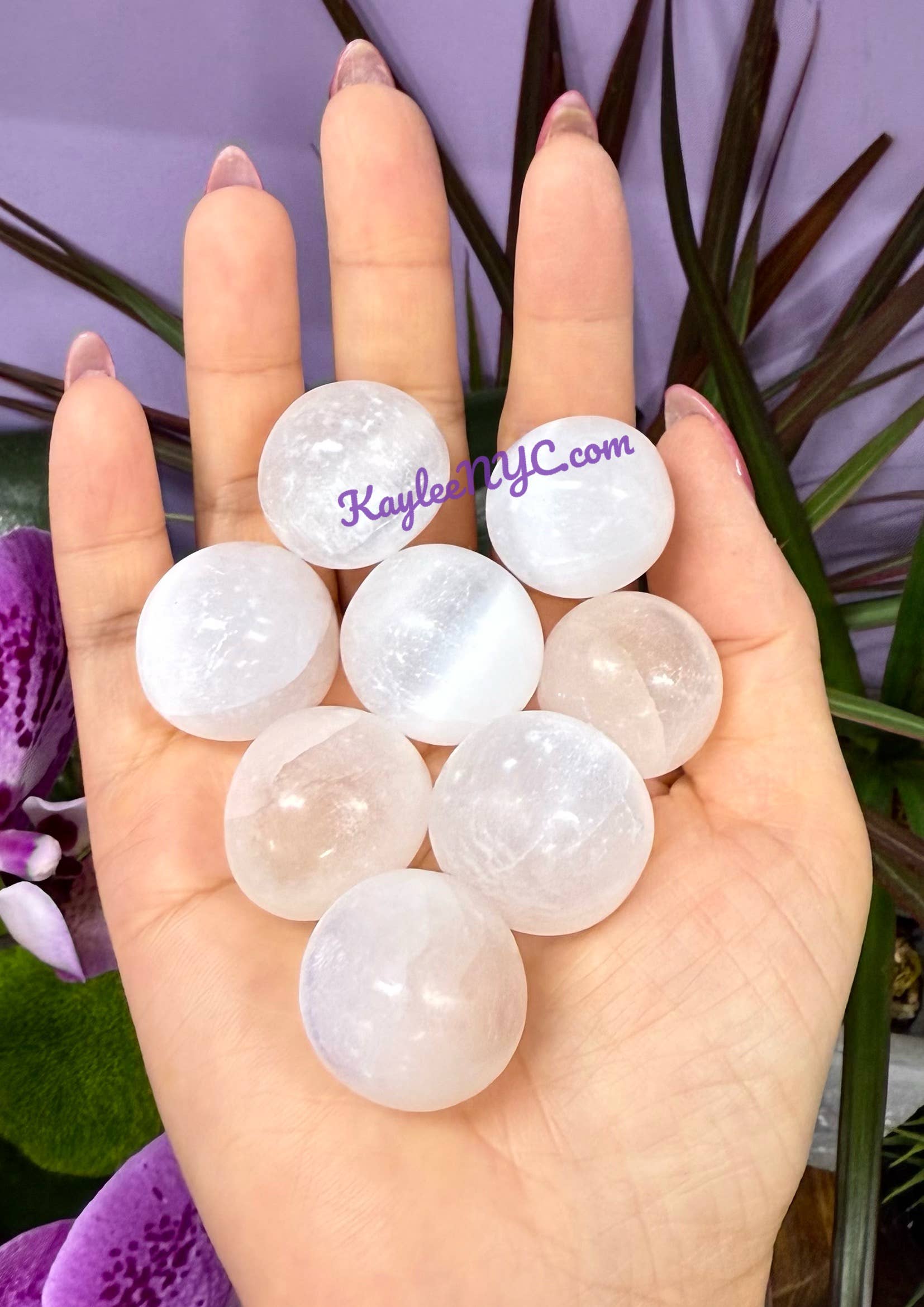 KayleeNYC - Wholesale Spiritual Stone/Crystal - 2 Lbs Natural Selenite aka Satin Spar Tumble Healing Energy5