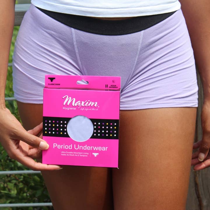 Maxim Hygiene Products - Wholesale Period Underwear - Women's - Maxim® Organic Cotton Period UW, Boyshorts, BL/MD/LG, 1 Pack