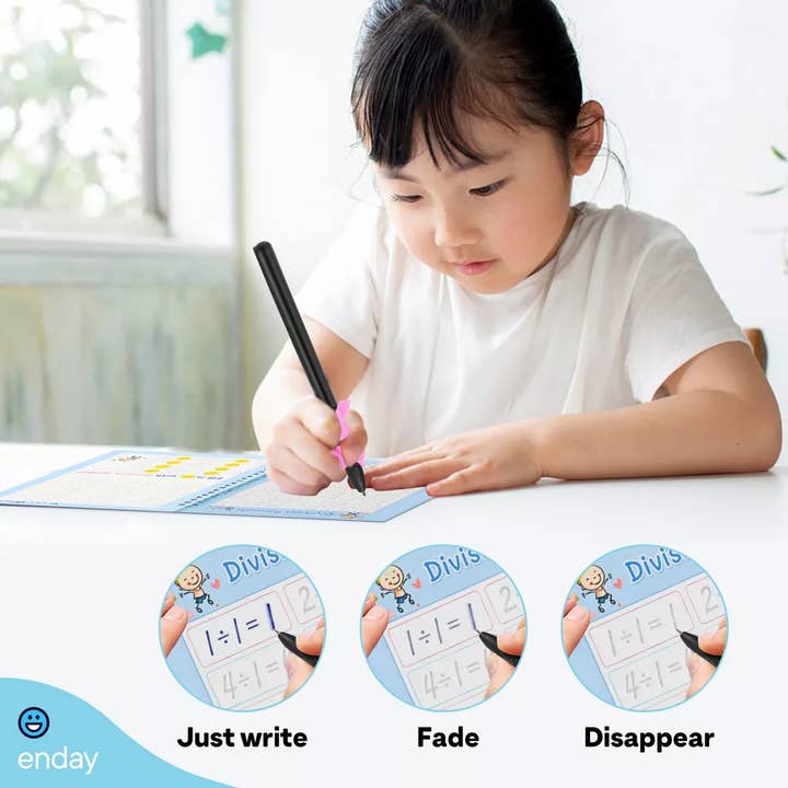 enday – Livro pré-escolar (3 a 5) por atacado – Prática de Escrita Mágica com Sulcos para Crianças - 5 Livros e Canetas6