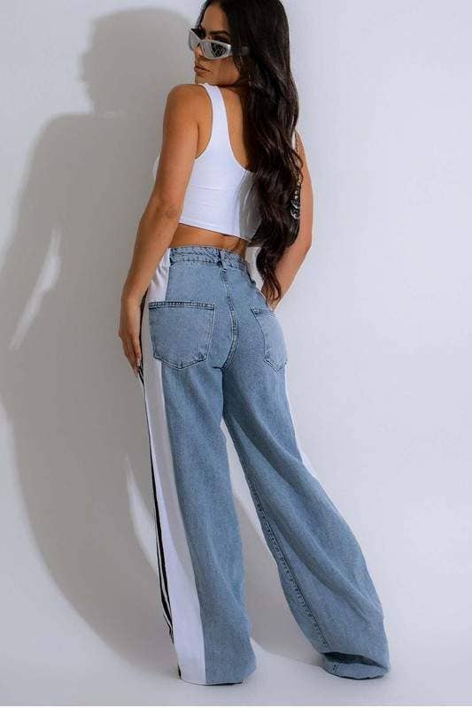 Queen Fashion - Vente Pantalon – femme - pantalon rayé à jambes larges4