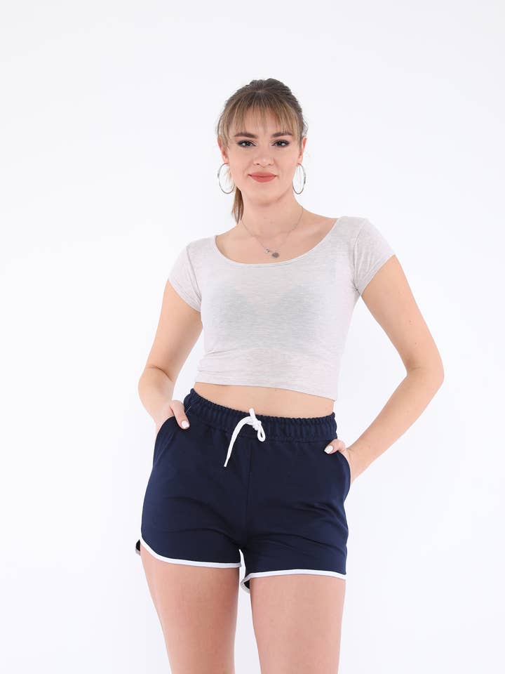 00236 STRIPED YARN SHORTS for wholesale by CM FASHION