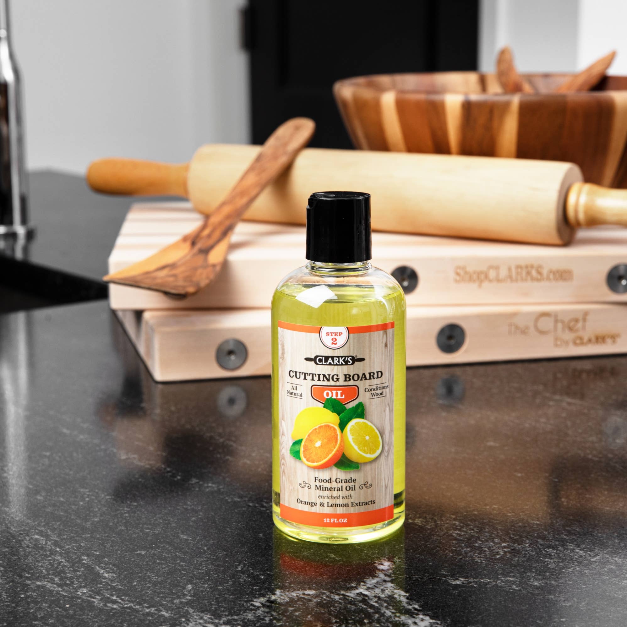 CLARK'S - Vente Planche à découper - Huile pour planches à découper CLARK'S 355 ml | Parfum orange et citron5
