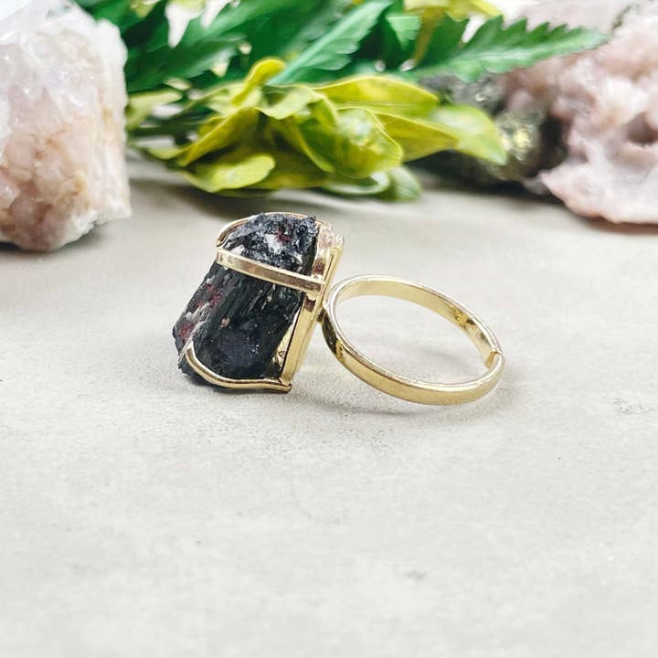 Ewelina Pas Jewelry - Wholesale Single Stone/Solitaire Ring - Raw Black Tourmaline Simple Ring14