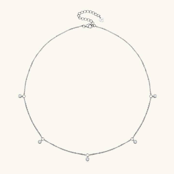 Moissanite halsketting met meerdere bedeltjes van 925 sterling zilver voor wholesale door Perimade & Co. LLC