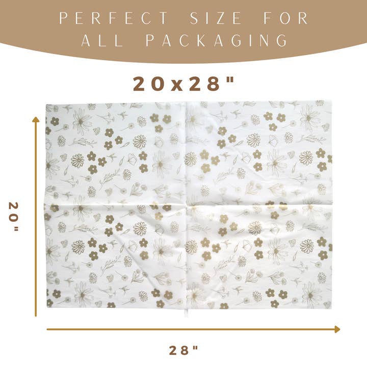 Lain & Lou – wholesale Tissue paper – Gold Floral Tissue Paper Pack of 25 Sheets Cute Tissue Paper2