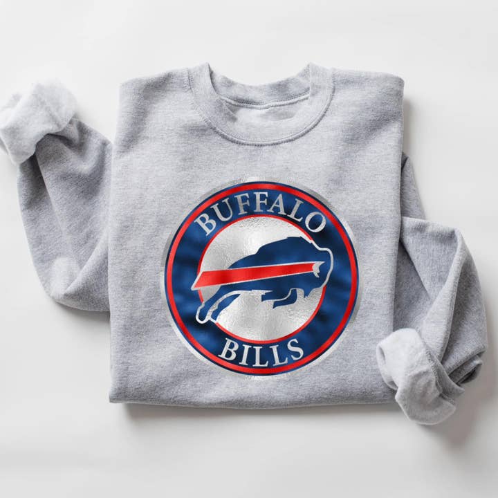 Buffalo Bills Foil Crewneck for wholesale by Farm Life Crafting