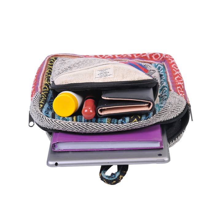 The Collection Royal / Royal Handicrafts - Wholesale Backpack - Women's - Mini Hemp Cotton Patchwork Daypack Backpack7