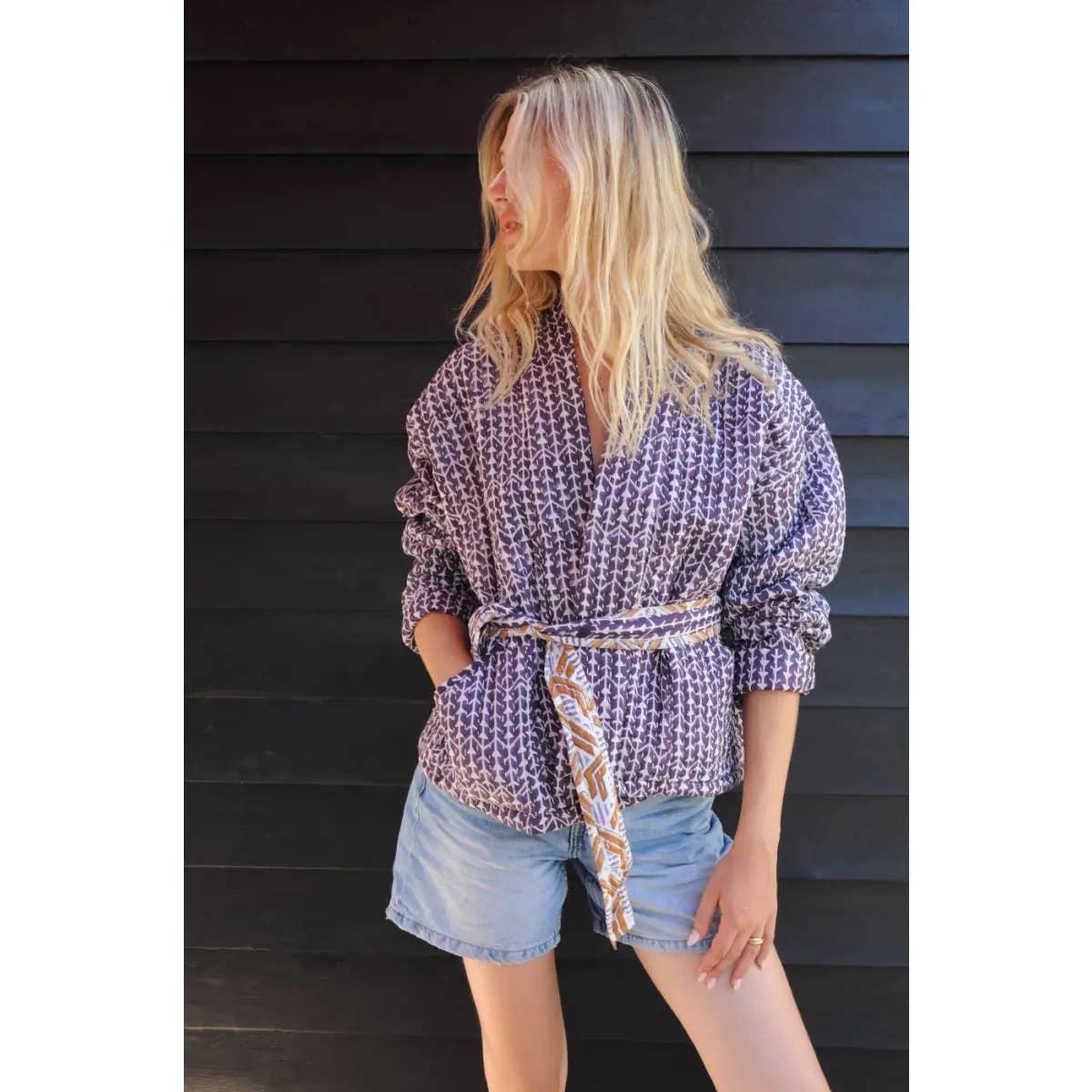 B A O B A B - Mode - Wholesale Jacket - Women's - Short Quilted Jacket FESHYA purple print