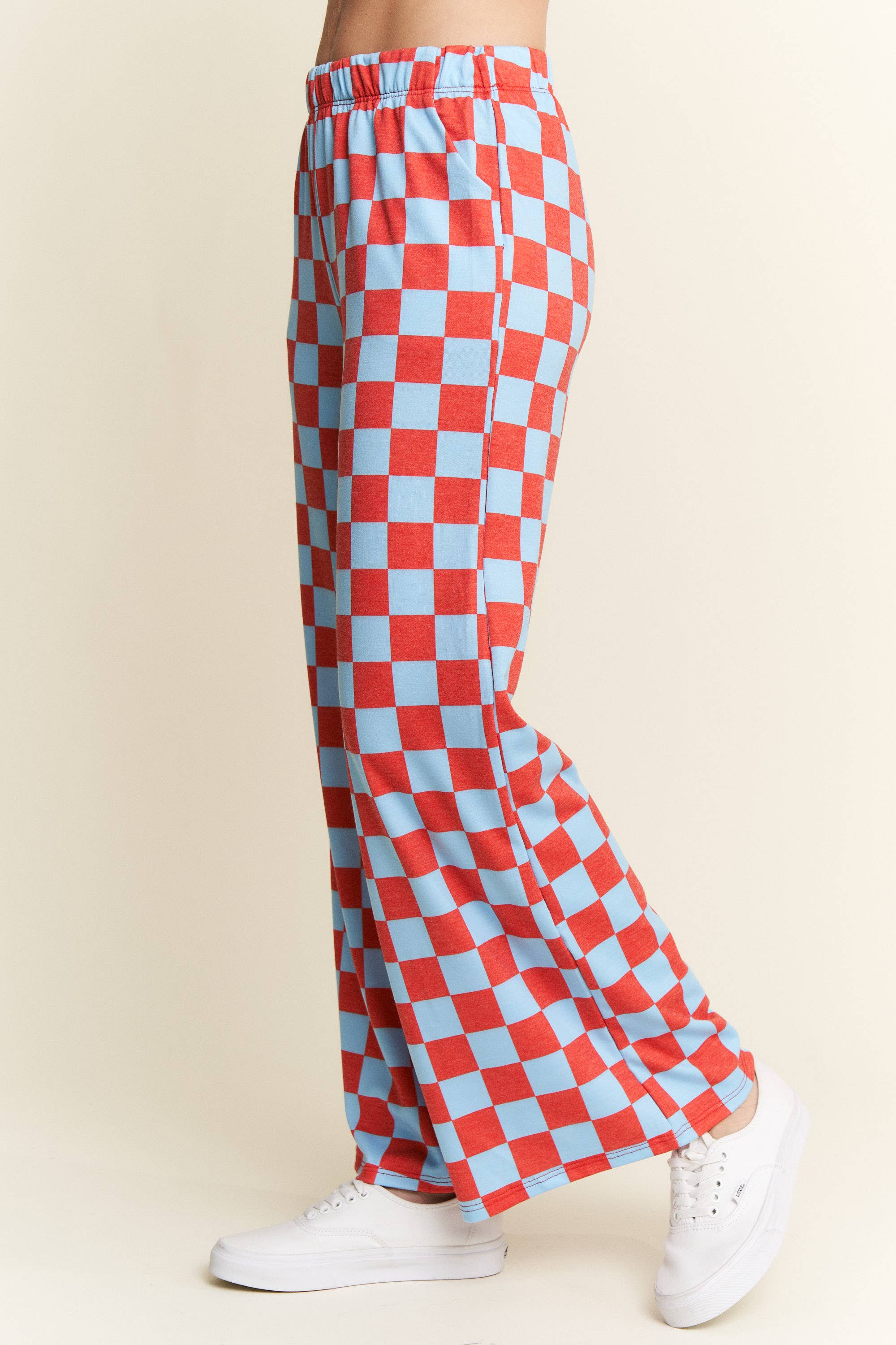 JADE BY JANE - Wholesale Pants - Women's - HIGH WAIST CHECKERED STRAIGHT LEG KNIT PANTS34