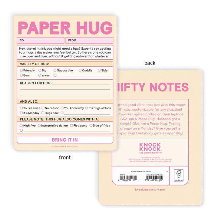 Knock Knock - Wholesale Notepad - Paper Hug Nifty Note (Pastel Version)