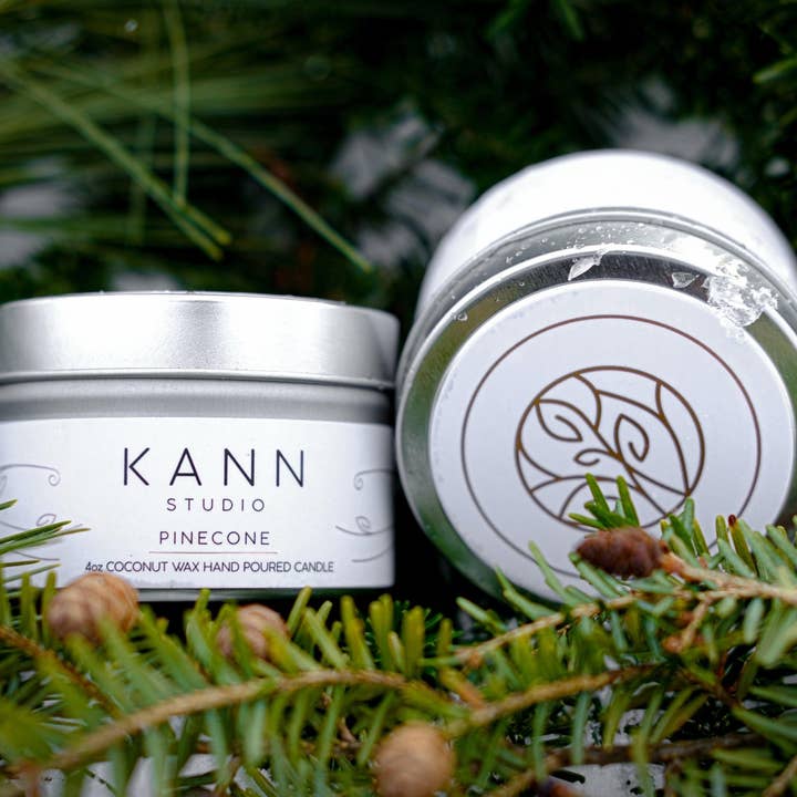 Pinecone Travel Candle 4oz for wholesale by KANN Studio