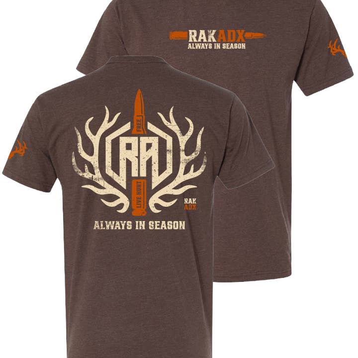 "Bone & Brass" Espresso Tee Shirt for wholesale by Rak•Adx Hunting Apparel