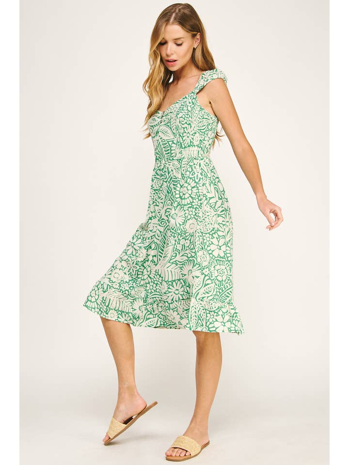 GR/CM ROBE MIDI IMPRIMÉE AIRY CHARM AVEC MANCHES ÉLASTIQUES en vente sur Faire
