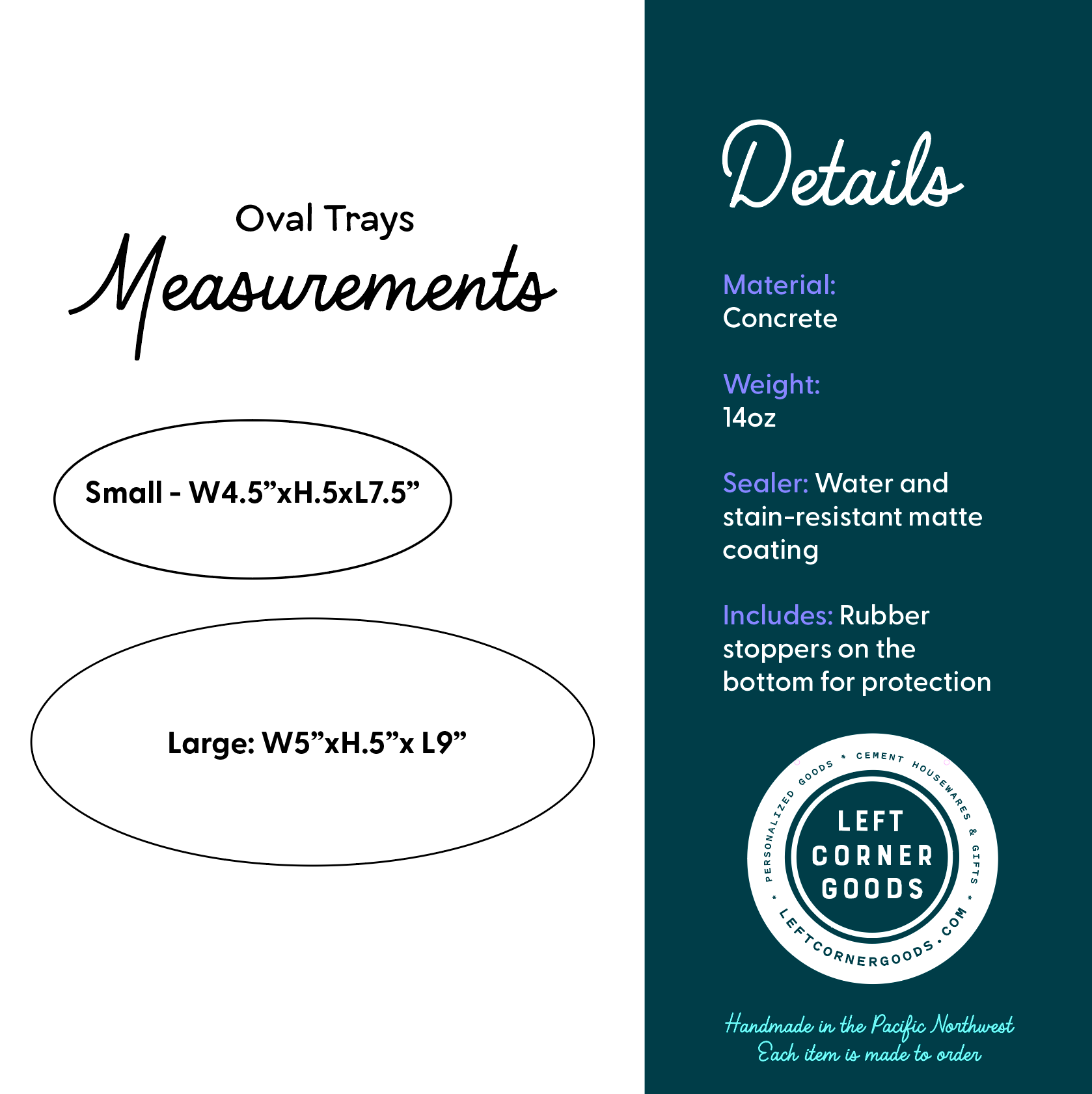 Left Corner Goods - Wholesale Decorative Tray - Concrete Oval Tray | candle catch all | Plant tray4