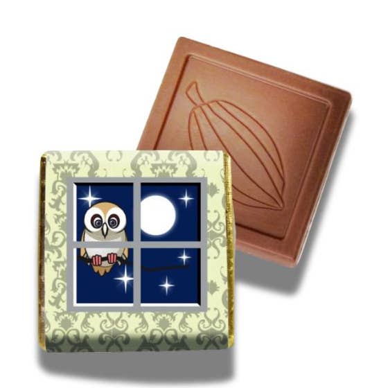 UK ONLY. 'Night Time Owl' Milk Chocolate Neapolitans for wholesale by Hames Chocolates