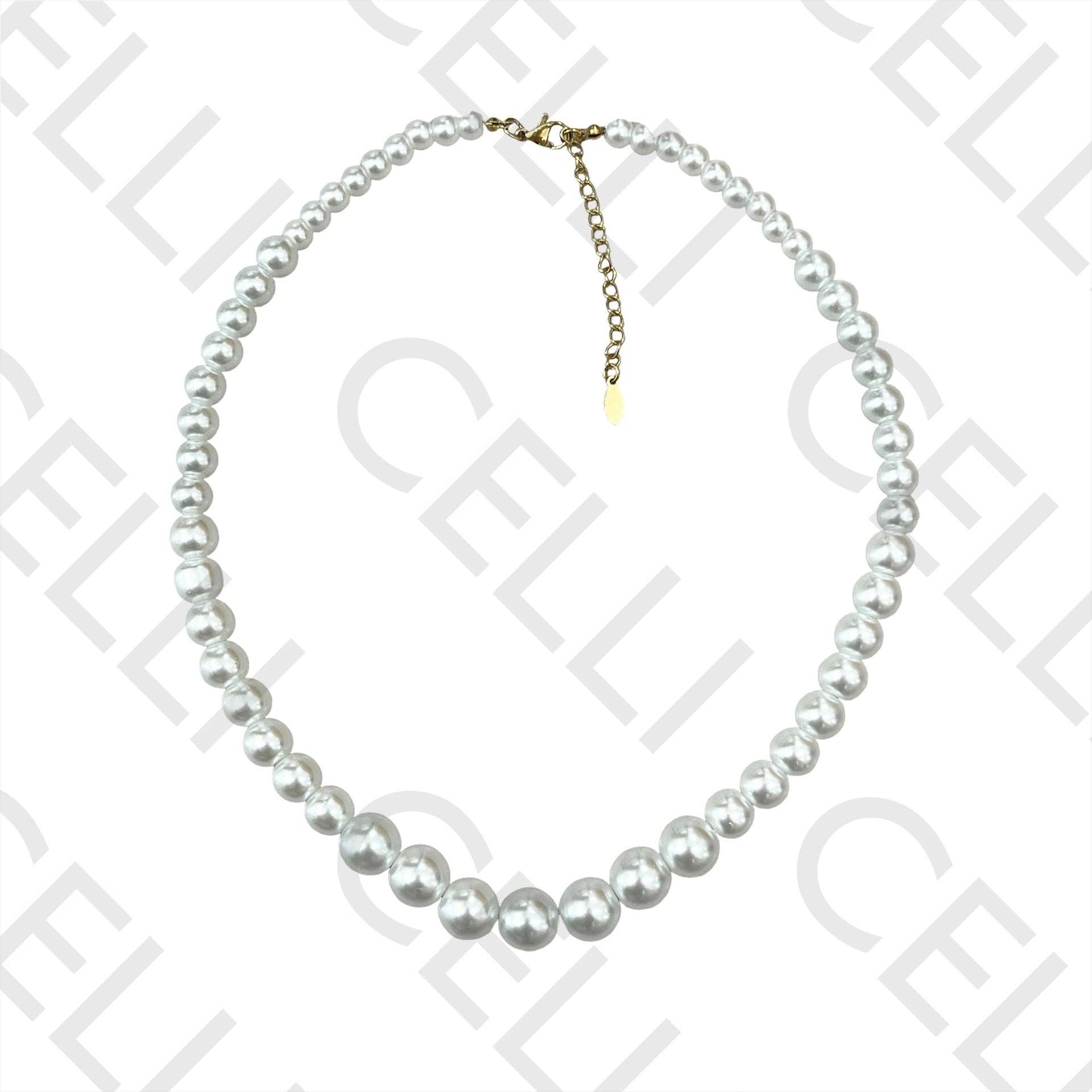 Celli Biju - Wholesale Bib Necklace - Steel Necklace - pearls3