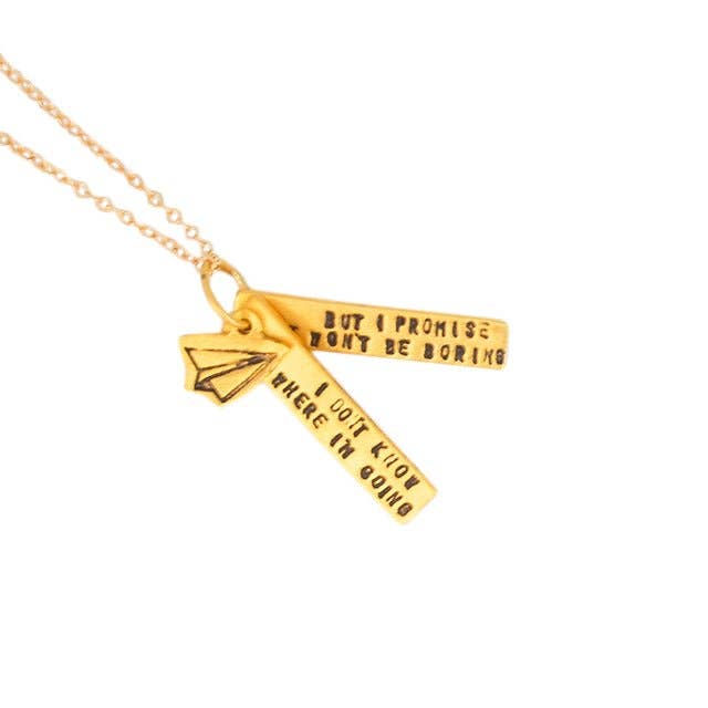 Chocolate and Steel - Wholesale Pendant/Charm Necklace - I don't know where I'm going, but I promise it won't be boring -David Bowie quote12