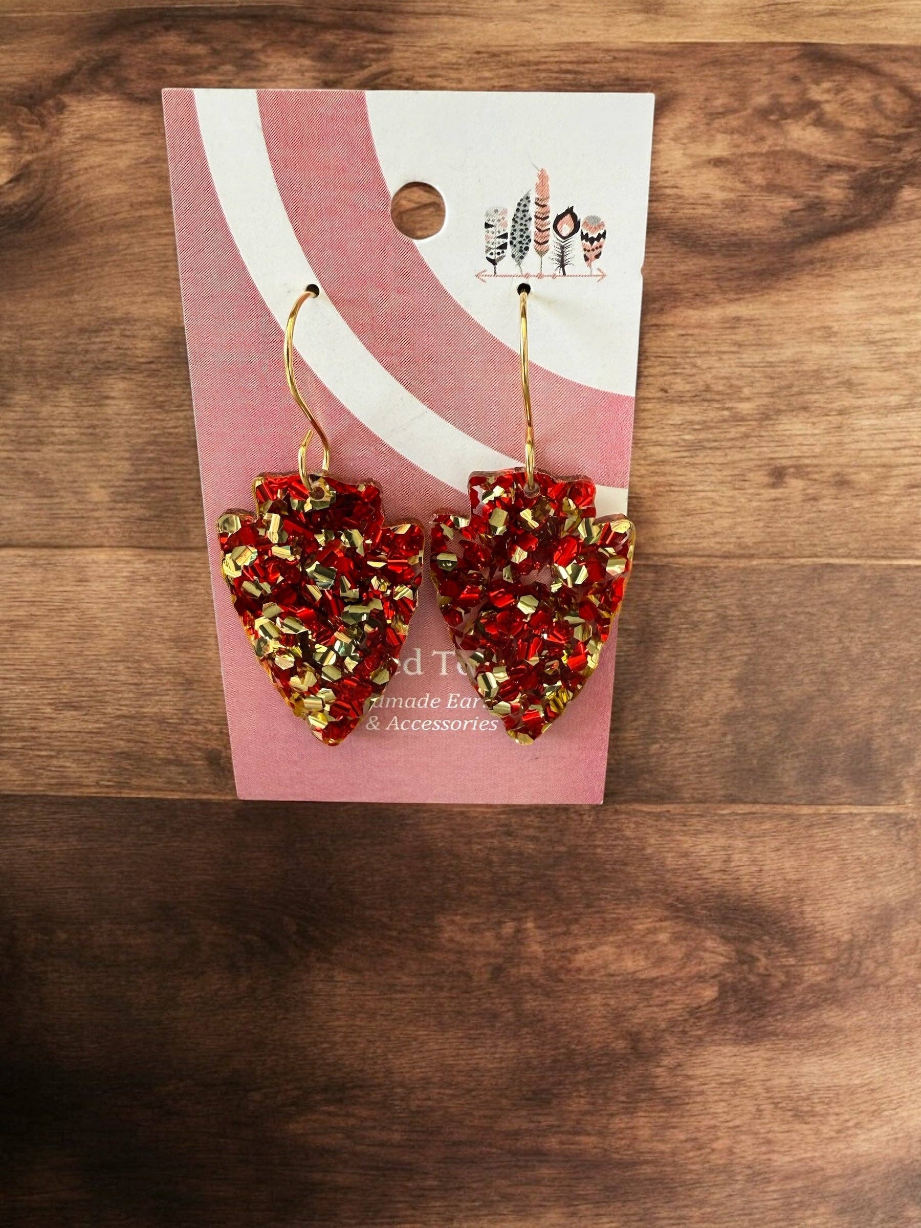 Designed To Flaunt - Wholesale Dangle Earrings - Red and Gold Kingdom Acrylic Dangle Earrings