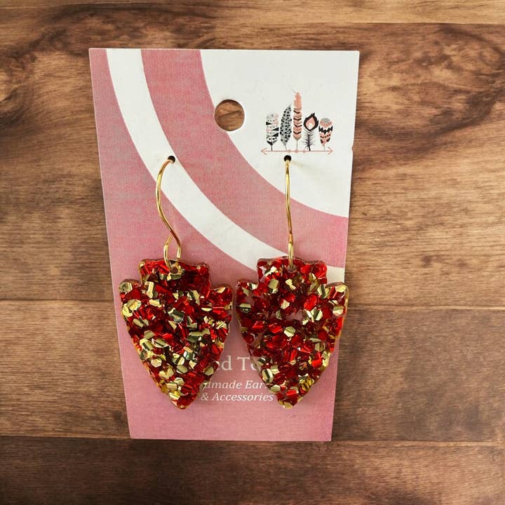 Designed To Flaunt - Wholesale Dangle Earrings - Red and Gold Kingdom Acrylic Dangle Earrings0