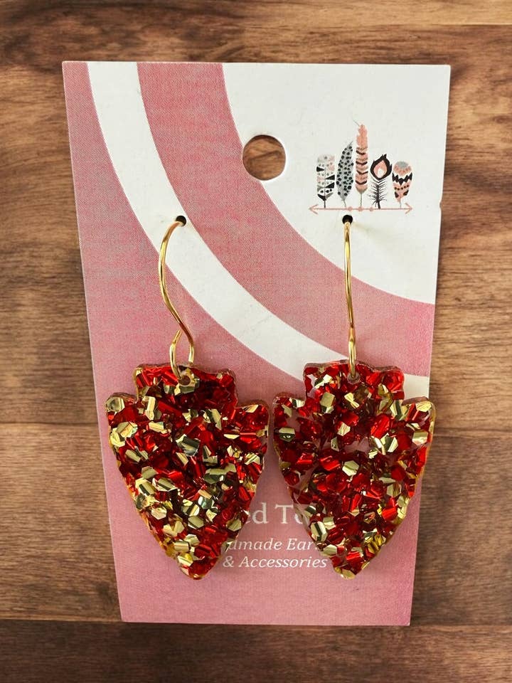 Red and Gold Kingdom Acrylic Dangle Earrings for wholesale by Designed To Flaunt