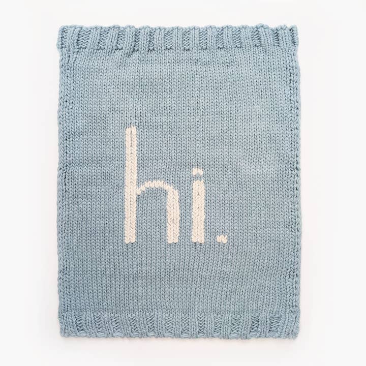 hi. Hand Knit Baby Blanket Surf Blue for wholesale on Faire0
