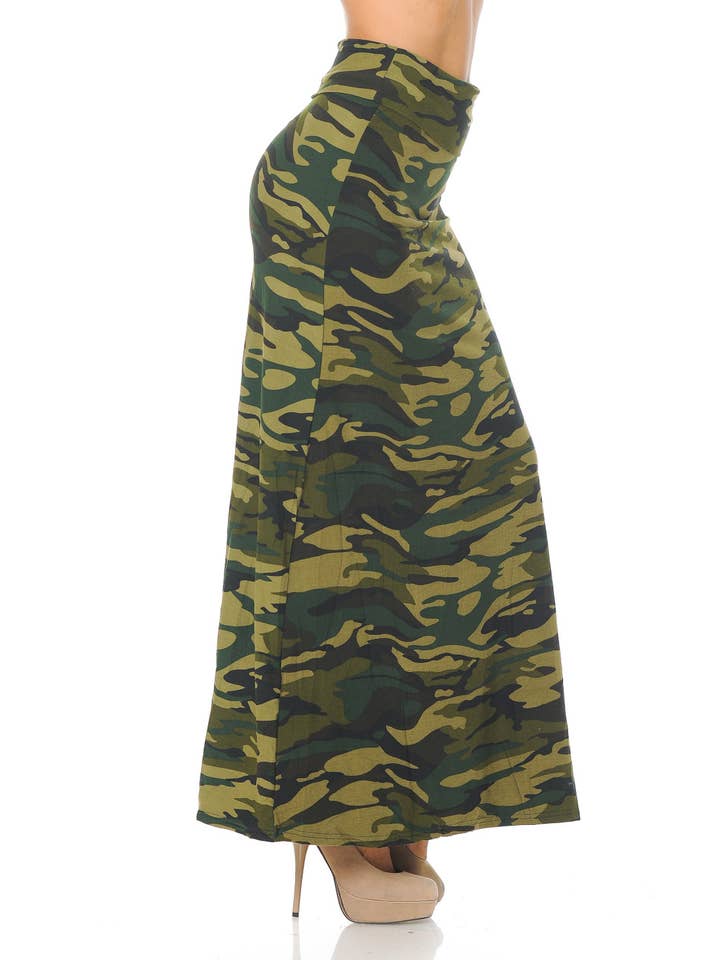USA Fashion - Vendita all'ingrosso Gonna - Donna - Maxi gonna mimetica liscia al burro - 5 colori