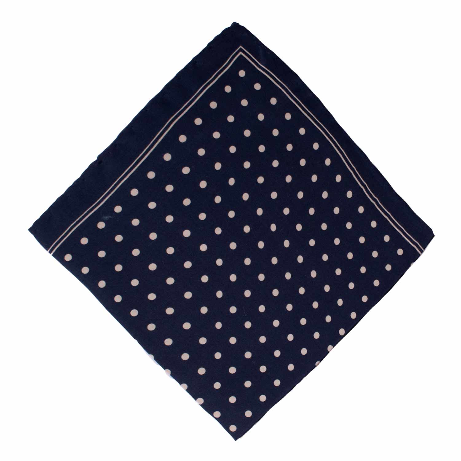 Graffeo Cravatte - Venta al por mayor Pañuelo de bolsillo - Hombre - Pañuelo de Bolsillo Vintage de Seda Azul con Lunares Blanco Sucio POCV9271