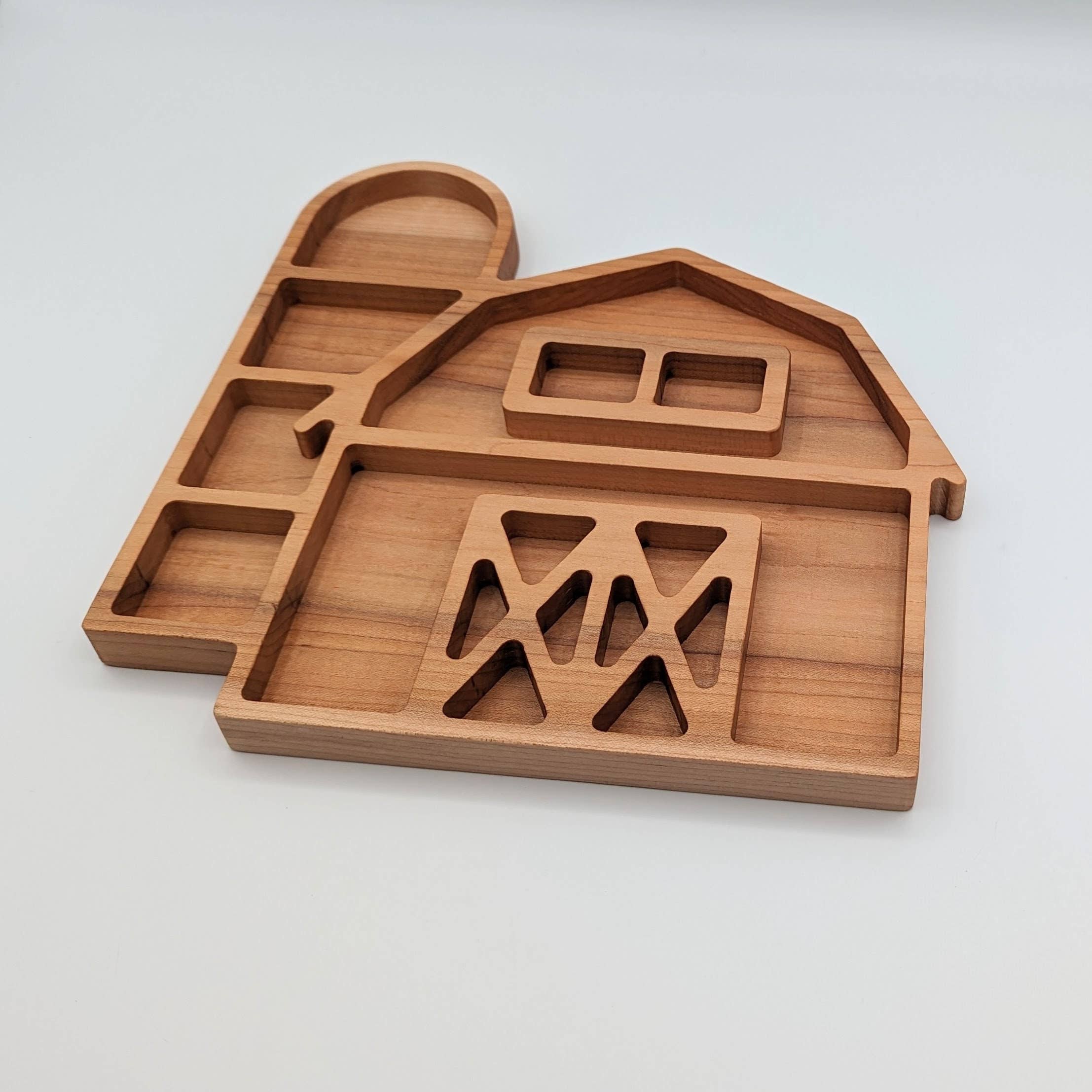 Carved Together Co – Brinquedo de madeira - Crianças por atacado – Bandeja Sensorial Fazenda - Grande2