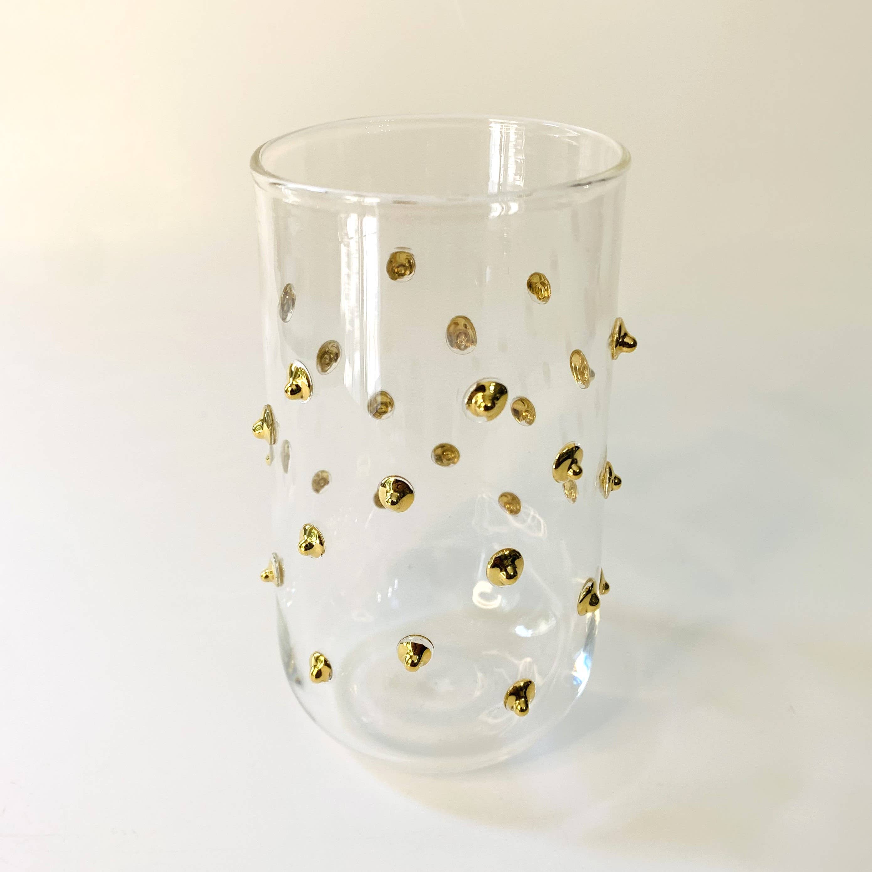 Dandarah – wholesale Drinking glass/cup – Blown Glass Stemless Glass - Gold Dots2