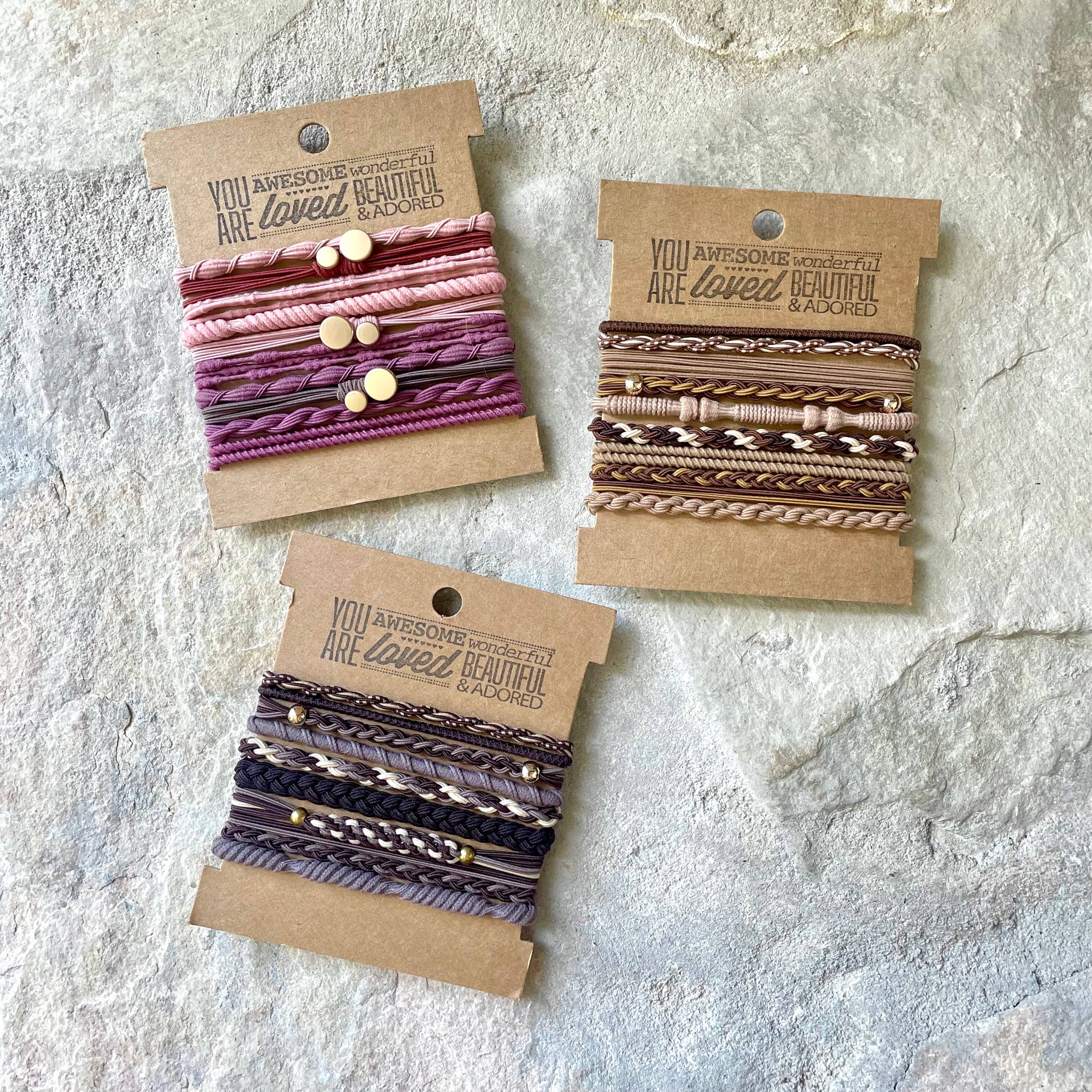 eastern ave studio - Wholesale Hair Tie - Boho Hair Ties on Kraft Card | Navy Blue2