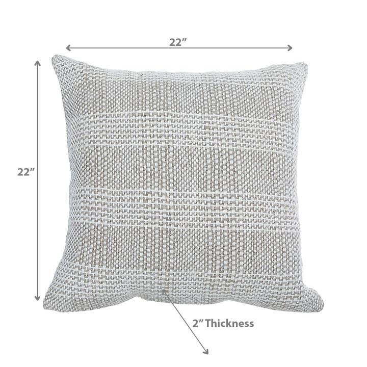 Taupe Chuncky Plaid Cotton Linen Cushion for wholesale on Faire2